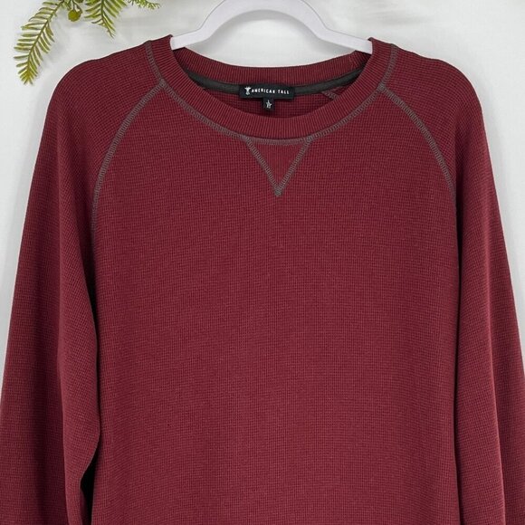 American Tall Shirt Mens Large Red Waffle Thermal Knit Pullover Raglan XT - Picture 1 of 7